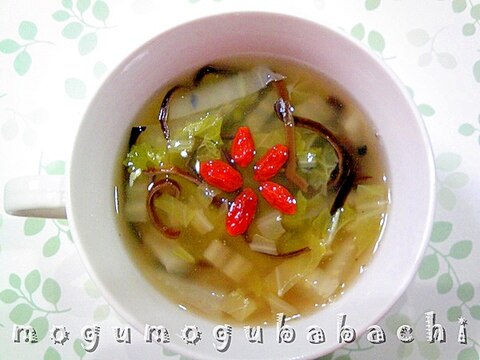白菜とキクラゲの生姜スープ